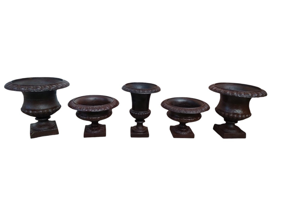 5 Cast Iron Medici Vases-photo-2