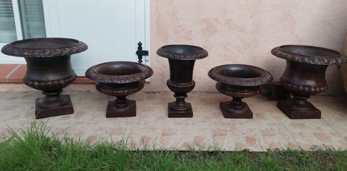 5 Cast Iron Medici Vases