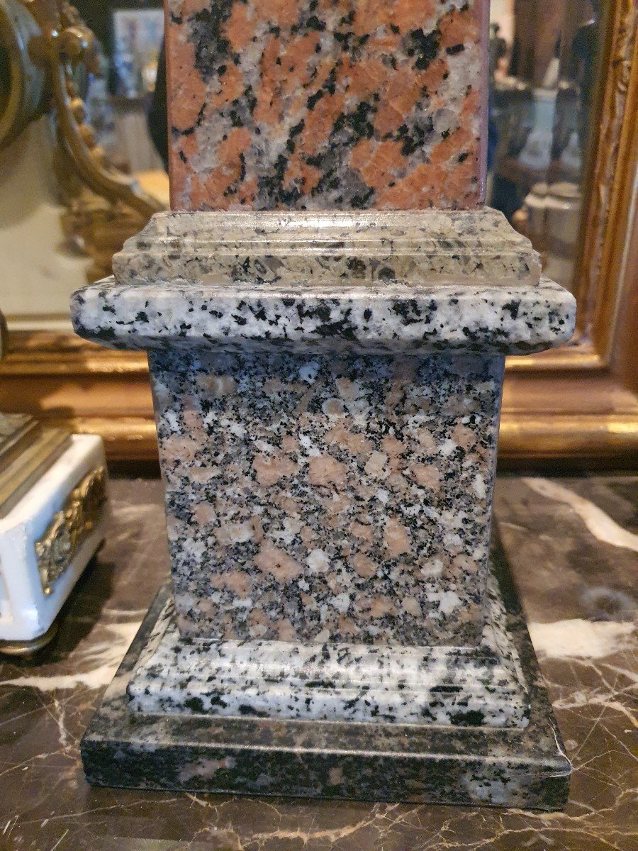 Pair Of Red/grey Marble Obelisks-photo-2