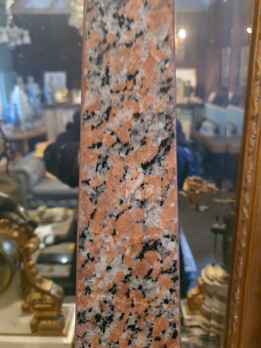 Pair Of Red/grey Marble Obelisks-photo-3