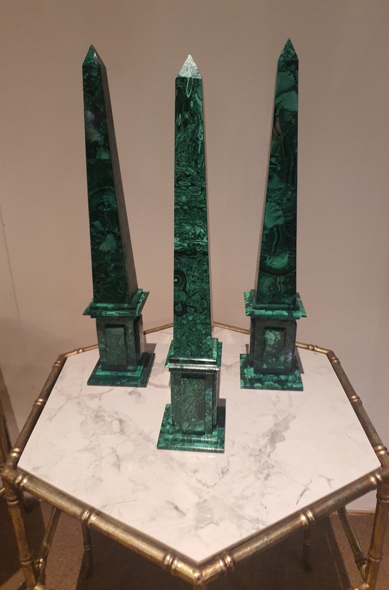 3 Malachite Obelisks 