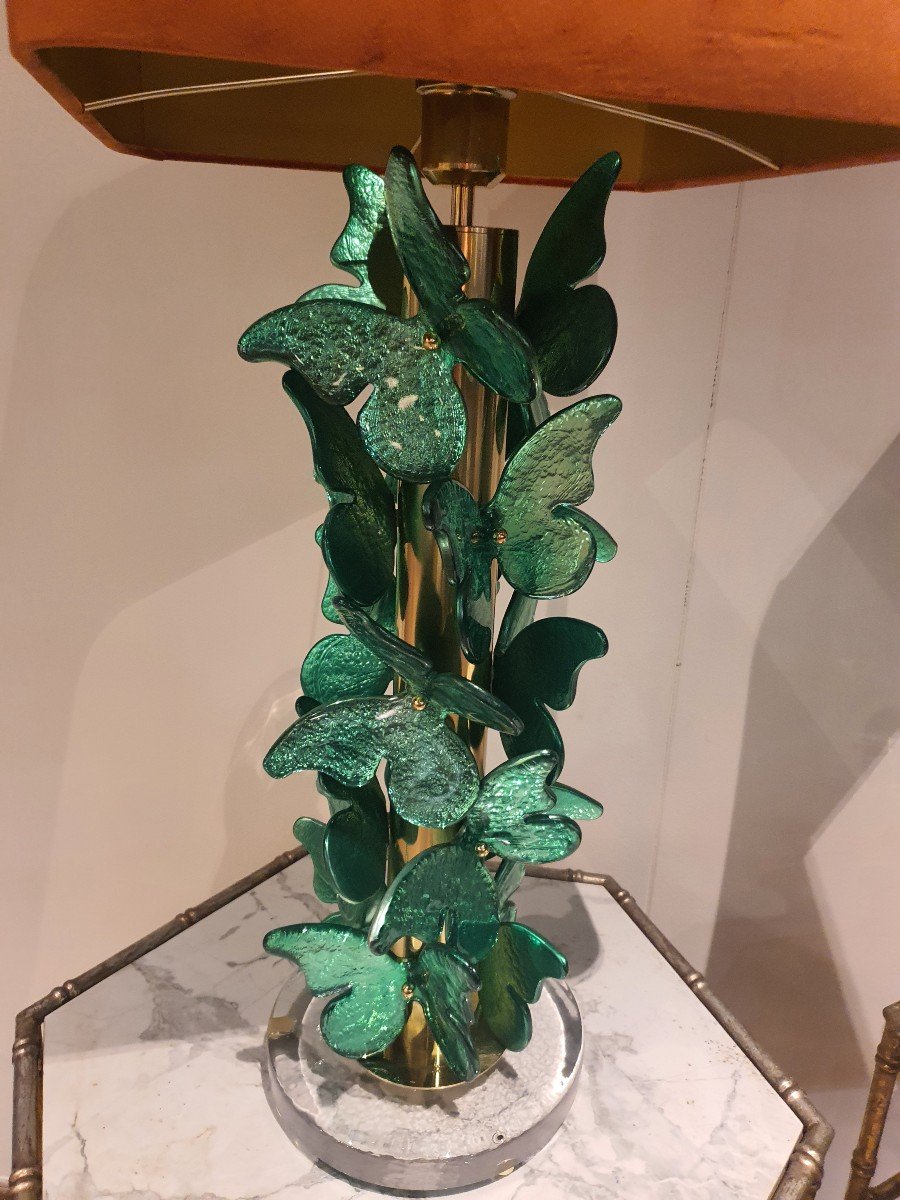 Pair Of Exotic Green Lamps-photo-2