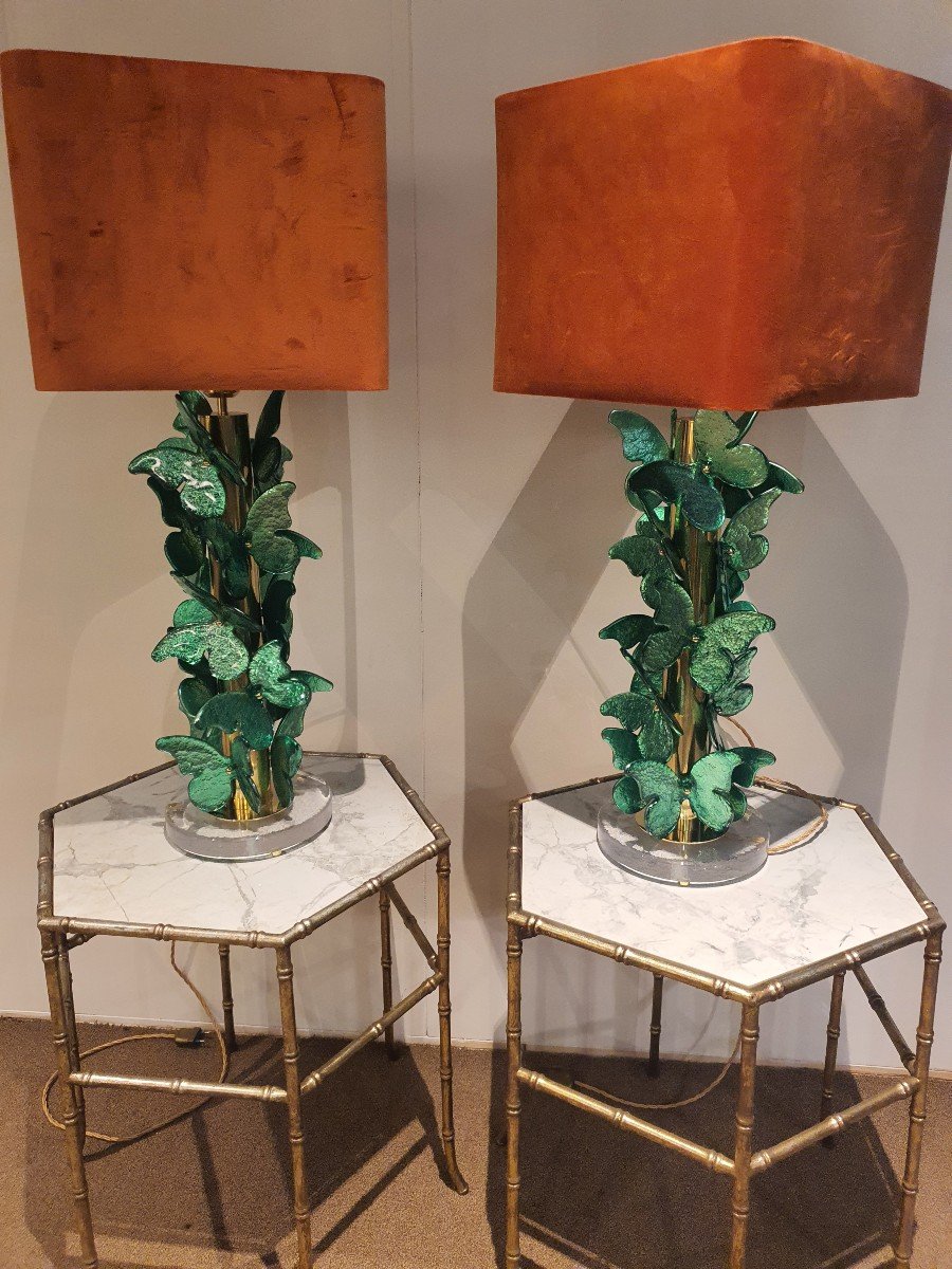 Pair Of Exotic Green Lamps-photo-1