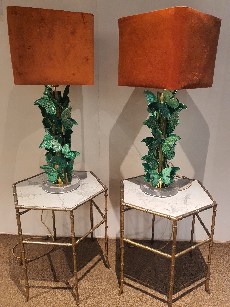 Pair Of Exotic Green Lamps-photo-3