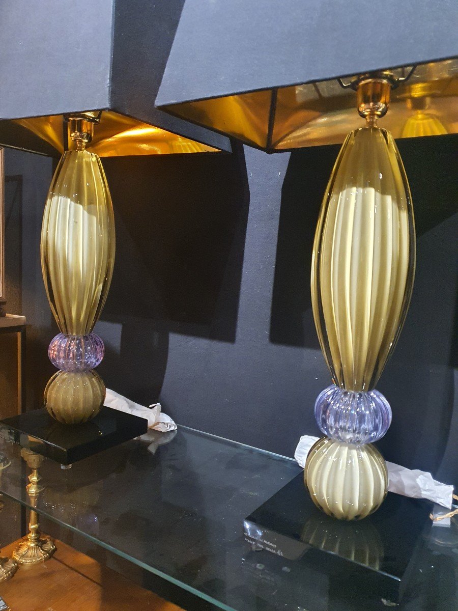 Paires De Lampes Signee Italie-photo-4