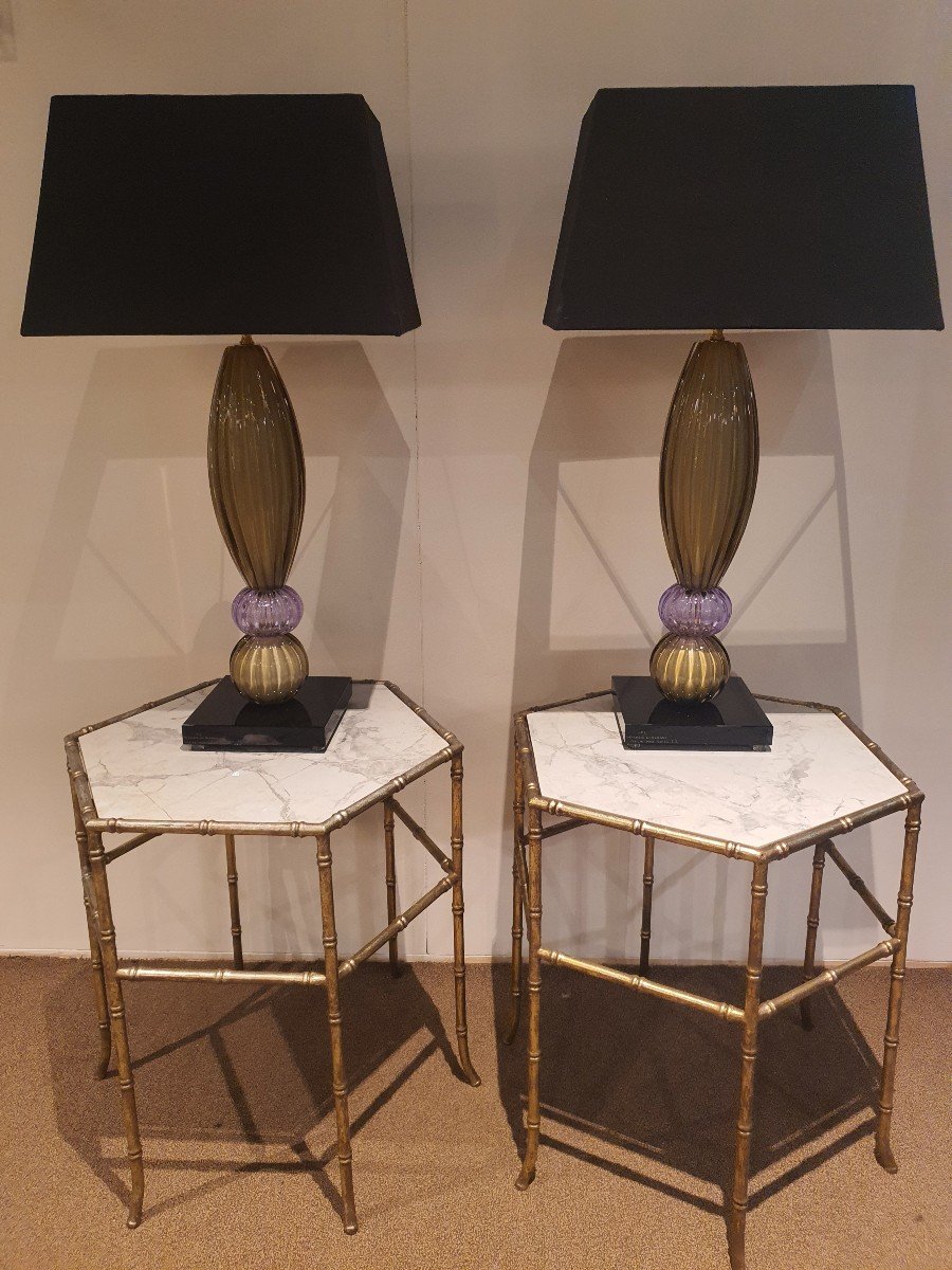 Paires De Lampes Signee Italie-photo-6