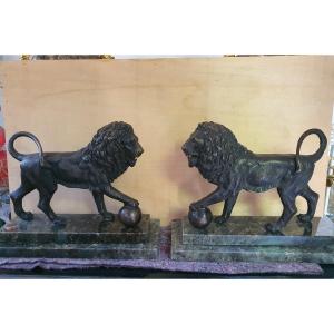 Pairs Of Lions In Bronze