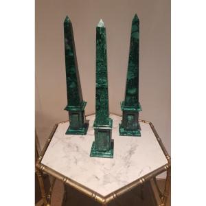 3 Malachite Obelisks 