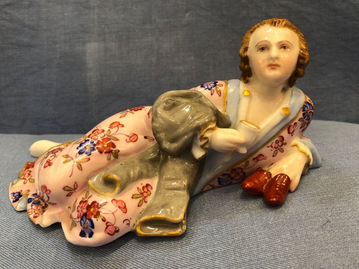 Figurine en Porcelaine,homme Couché,XIXème Siècle -photo-8