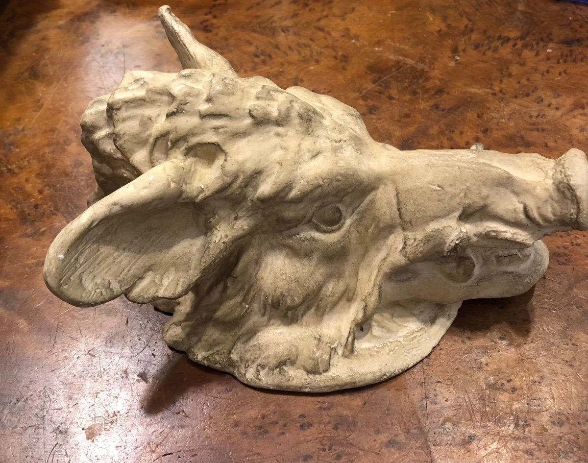 Wild Boar Hure Sculpture, Workshop Plaster, Malide, Circa 1900-photo-3