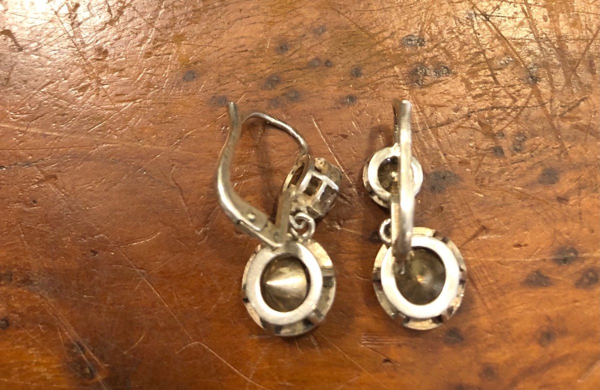 Pair Of Earrings, Sleepers, Silver, Late 19th Century -photo-3