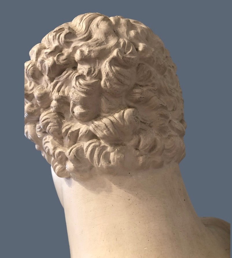 Sculpture, Large Plaster Bust, Greek God Ares, 20th Century -photo-2