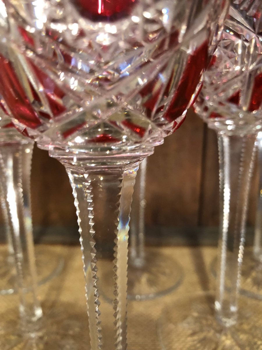 Set Of 6 Baccarat Wine Glasses, Lagny, 20th Century -photo-2