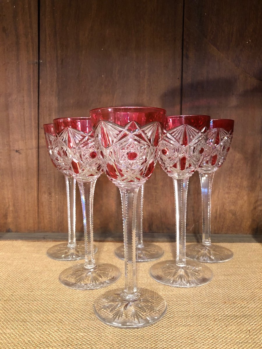 Set Of 6 Baccarat Wine Glasses, Lagny, 20th Century 