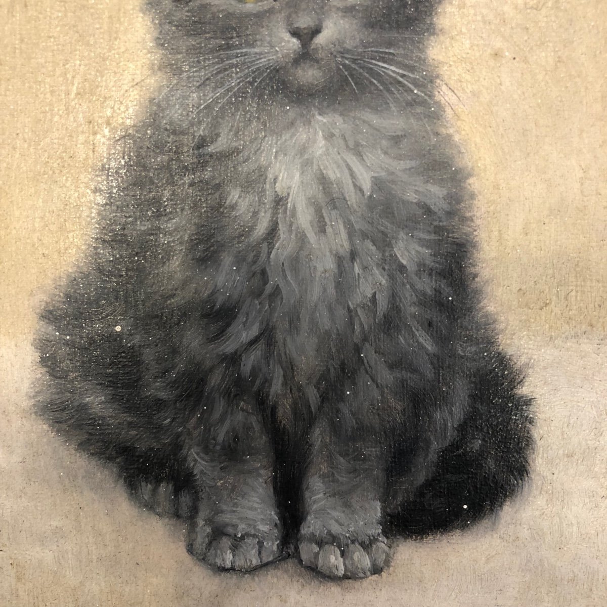 Tableau,huile Sur Toile,chaton,xx ème Siècle -photo-1