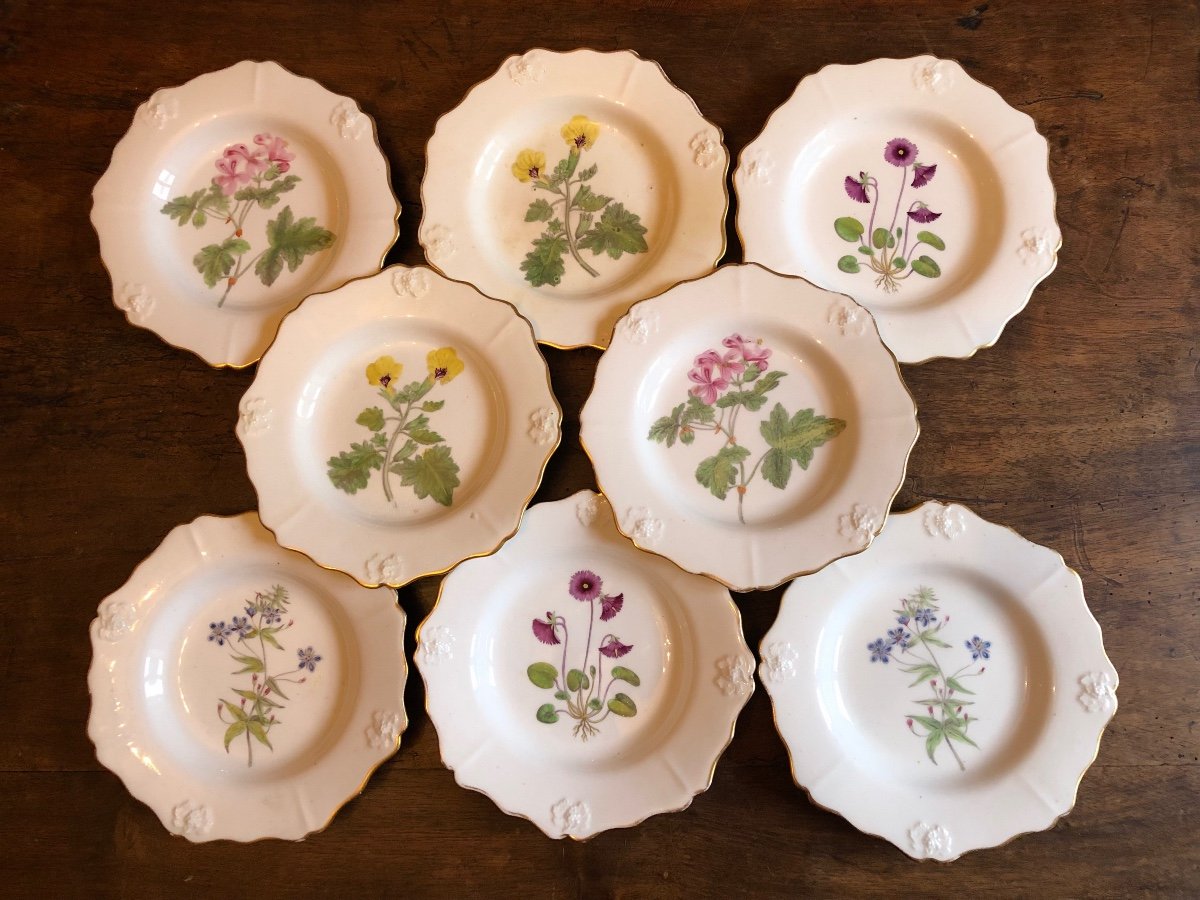 Set Of 8 Porcelain Plates, England, 9th Century 