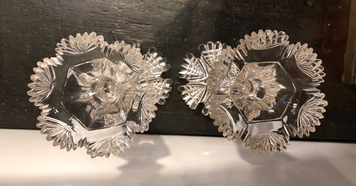 Pair Of Cut Crystal Candlesticks, Late 19th Century -photo-2