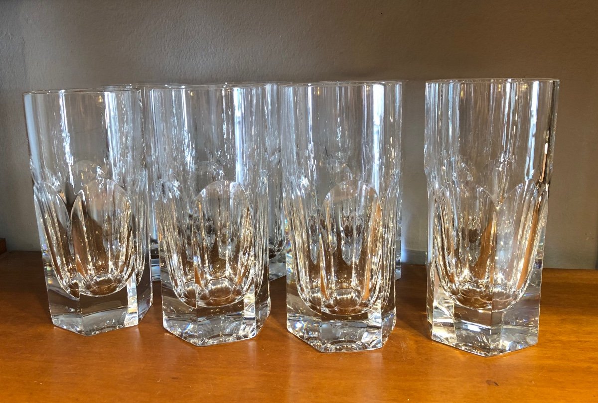 Série de 8 Verres en Cristal à Long Drink ,Ralph Lauren,xxème Siècle 