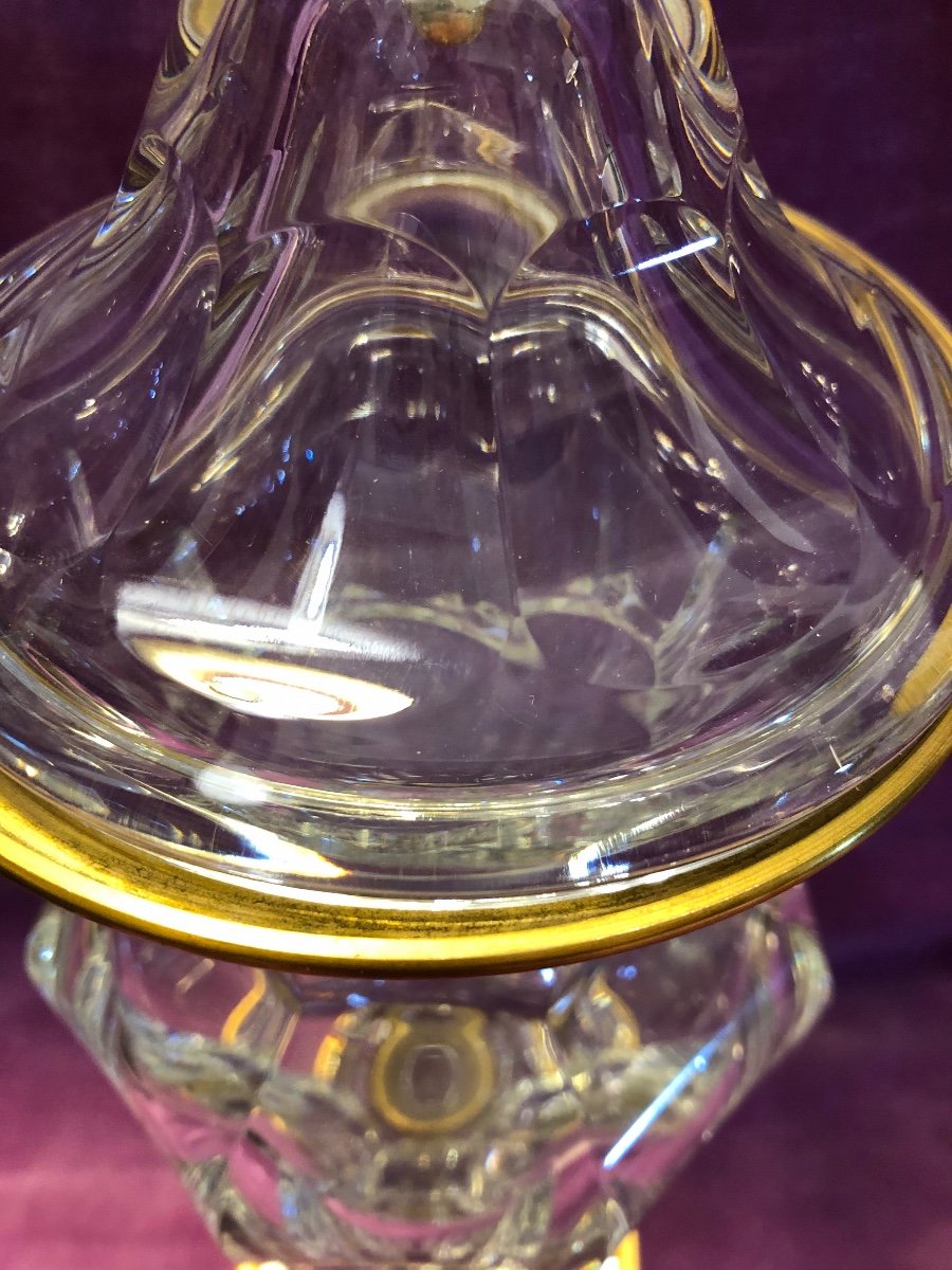 Vase Couvert en Cristal Baccarat,monté Bronze Doré,xx ème Siècle -photo-2