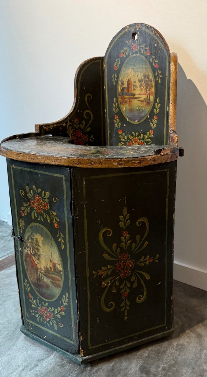 Swiss Polychrome Wooden Child's Chair, Early 19th Century -photo-2