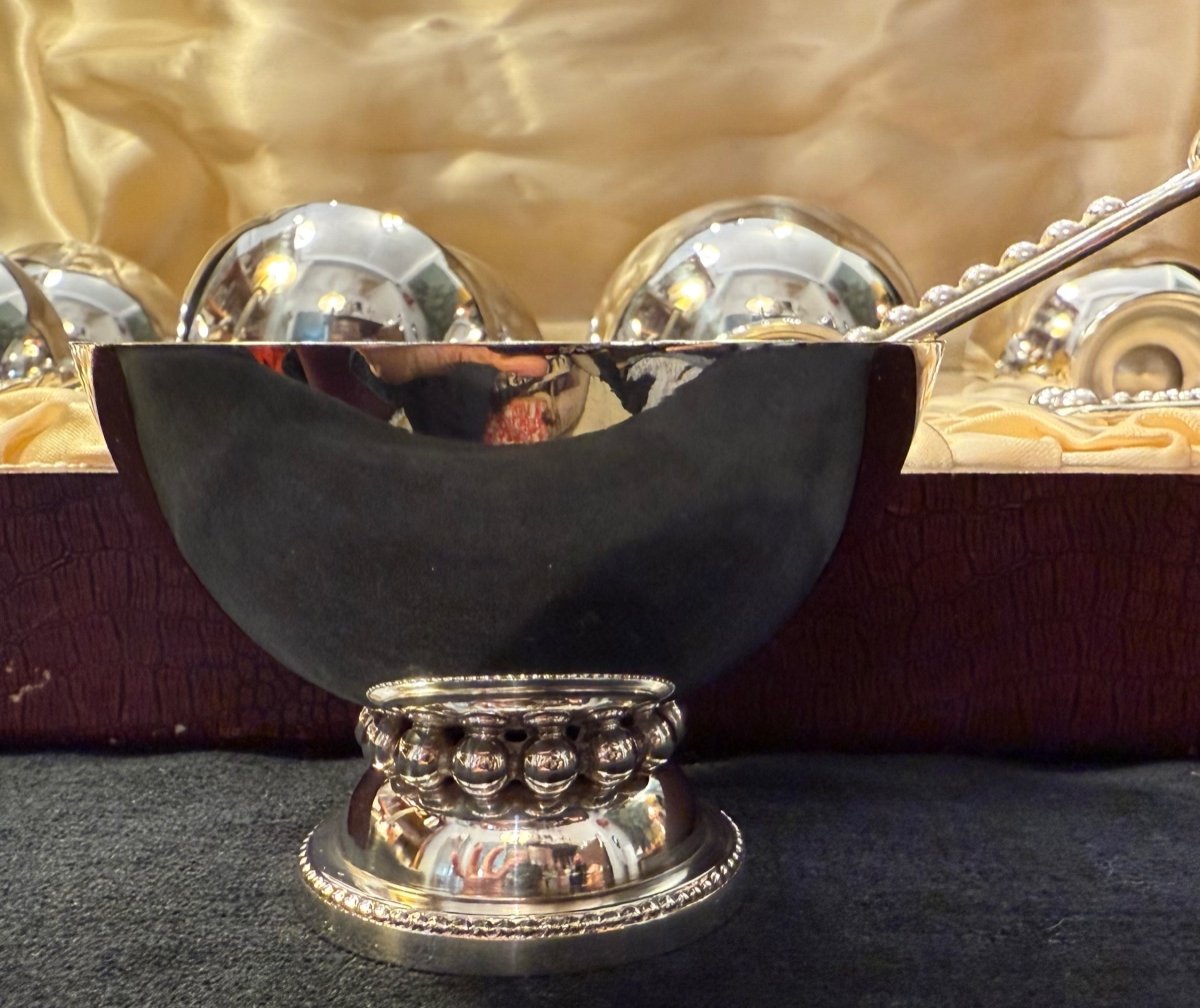 Ice Cream Service, Silver Metal, Mid-20th Century -photo-4