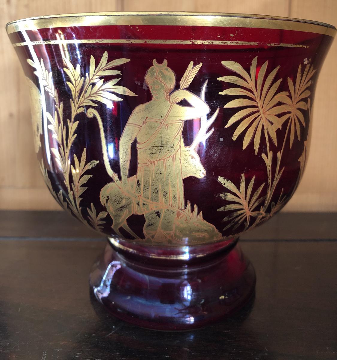 Coupe Murano,rouge Et Or,XIXème Siècle -photo-3