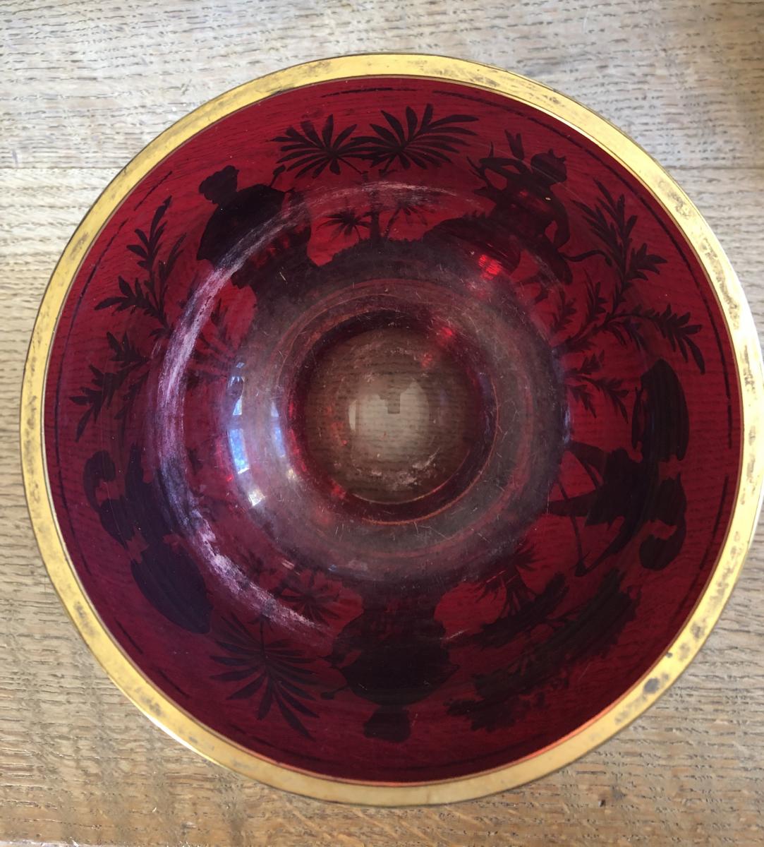 Coupe Murano,rouge Et Or,XIXème Siècle -photo-7