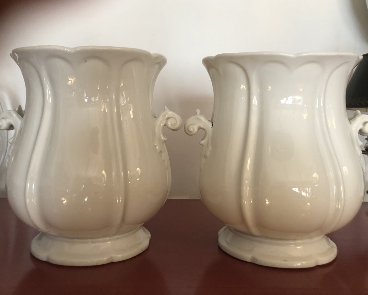 Pair Of Cache Pots, Porcelain Of Paris, Nineteenth