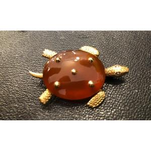 Broche Or Jaune,cornaline,CARTIER,vers 1960