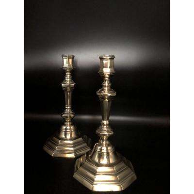 Pair Of Candlesticks, Bronze, XVIIIth Century