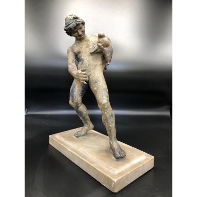 Bronze Sculpture, Faun In The Other, XIXth Century