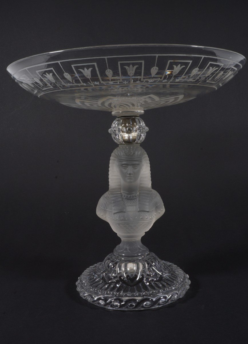 Coupe, centre de table, surtout Cristal Baccarat décor égyptien-photo-4