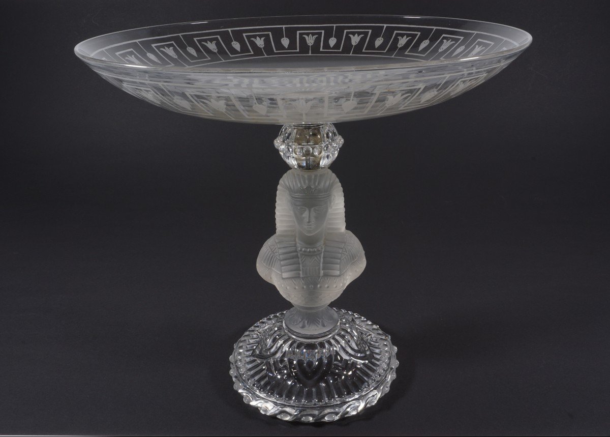 Coupe, centre de table, surtout Cristal Baccarat décor égyptien