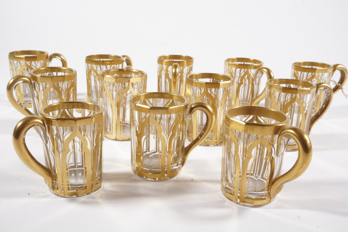 12 Liquor Cups In Golden Crystal XIX-photo-3