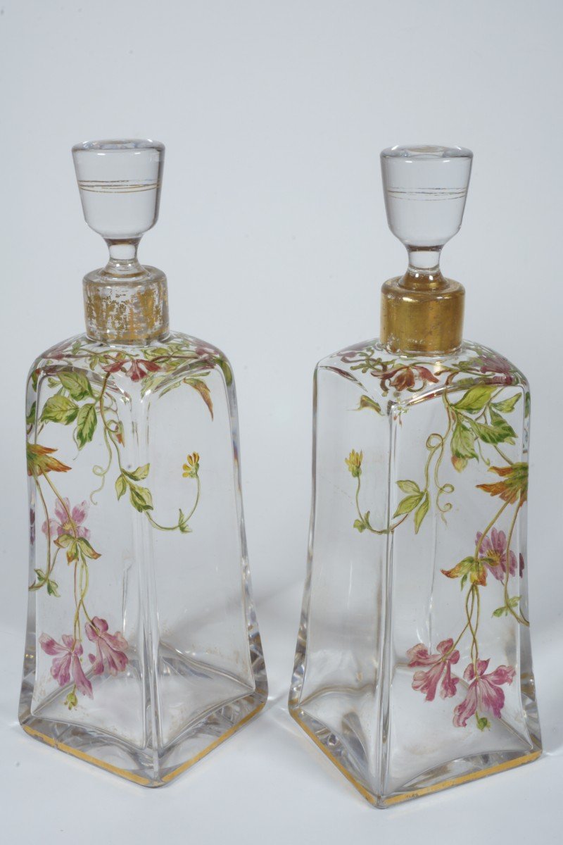 Paire de carafes émaillées Cristal Baccarat-photo-2