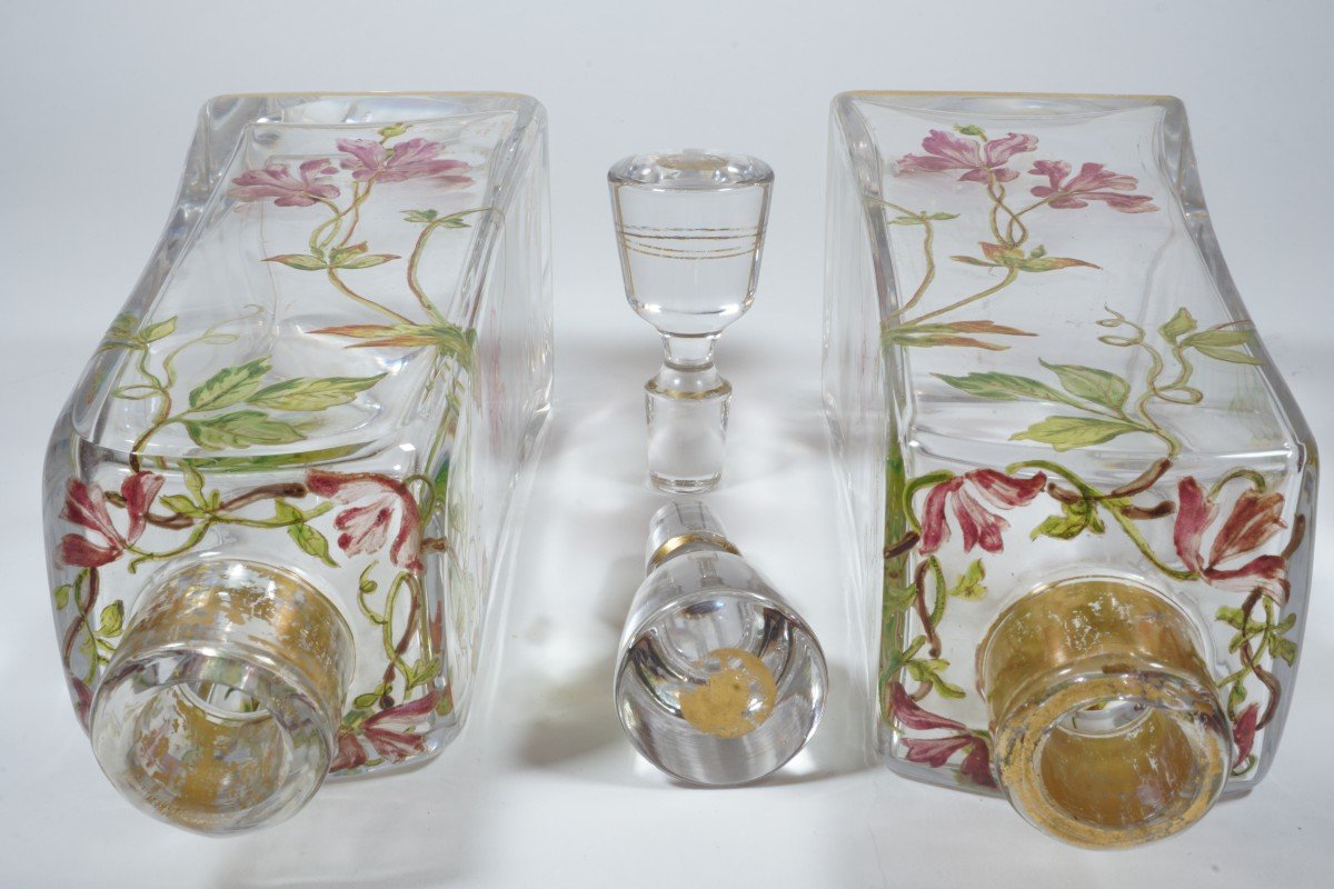 Paire de carafes émaillées Cristal Baccarat-photo-2