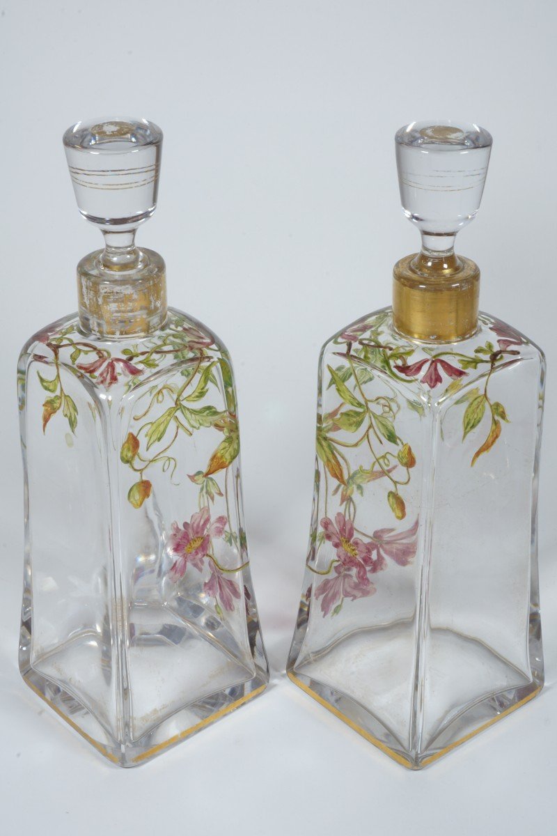 Paire de carafes émaillées Cristal Baccarat-photo-4