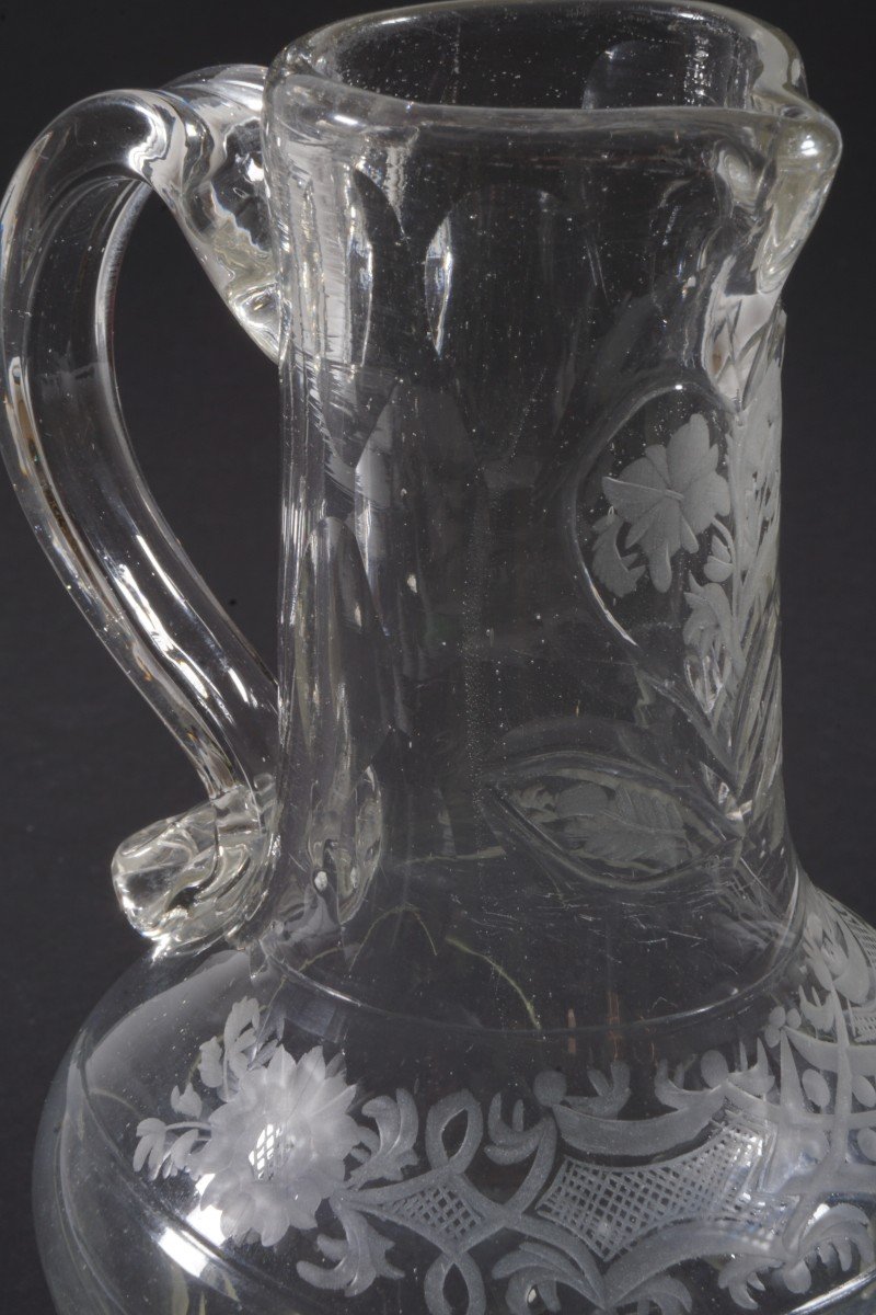 Jug, Decanter Glass With Handle, 18th Century -photo-2