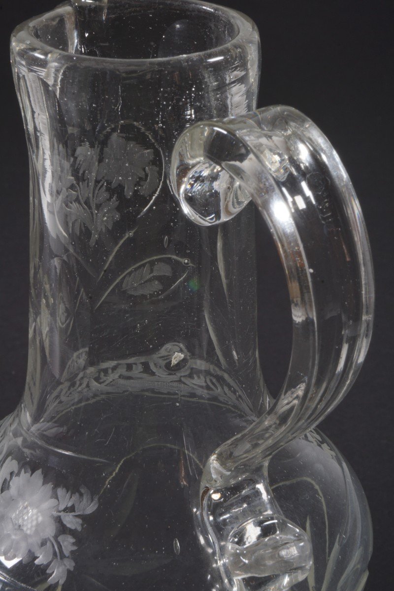 Jug, Decanter Glass With Handle, 18th Century -photo-4