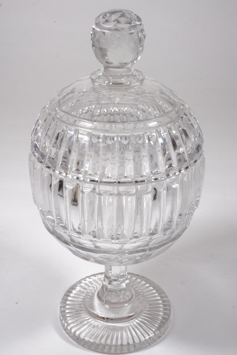 Sugar Bowl, Le Creusot Crystal Bezel, Baccarat, Saint Louis Restoration Period-photo-3