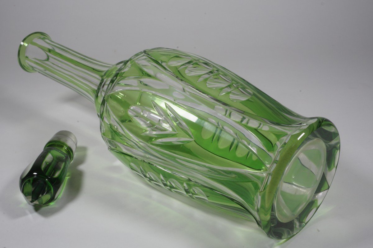 Grande carafe cristal doublé vert Bohème?-photo-2