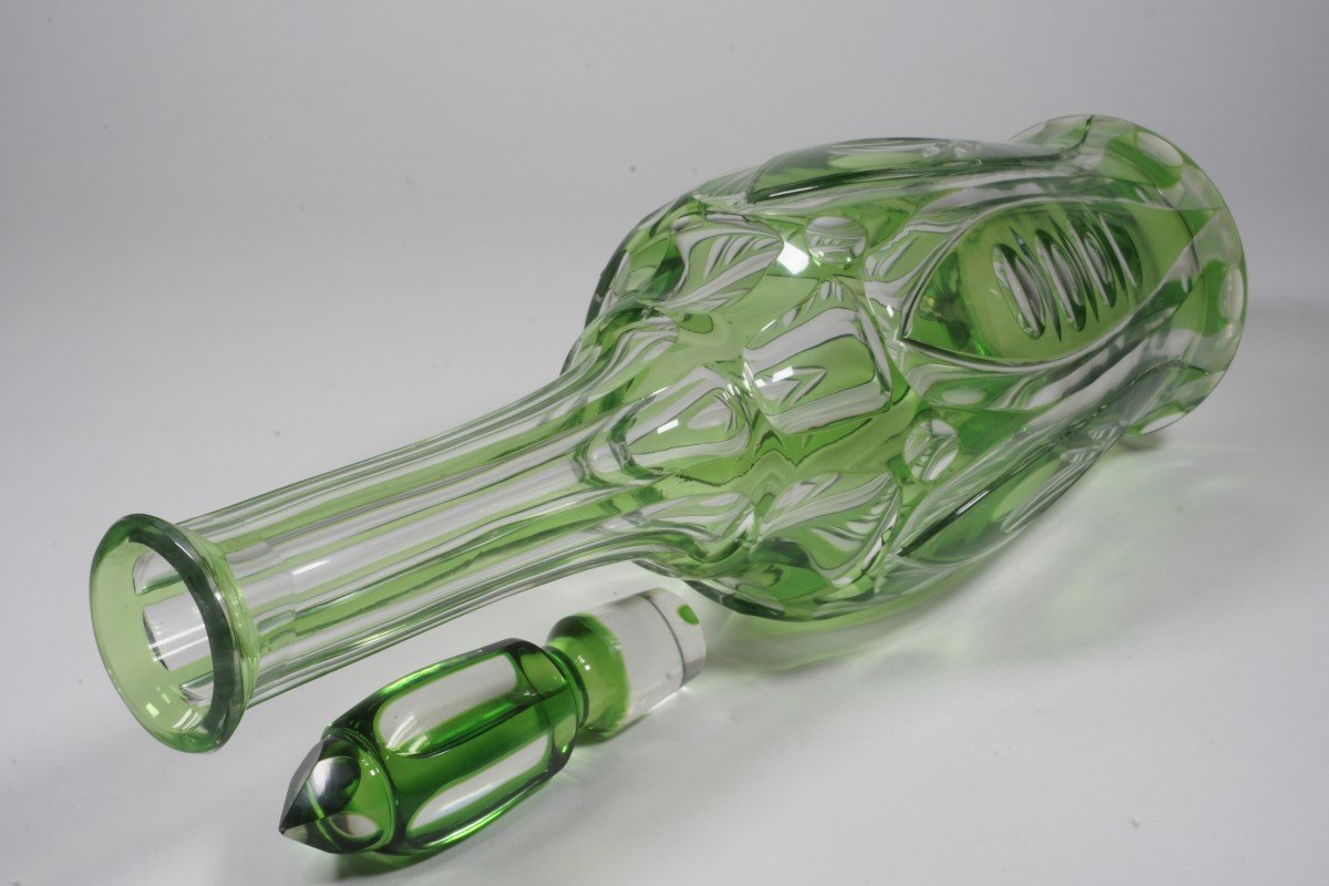 Grande carafe cristal doublé vert Bohème?-photo-4