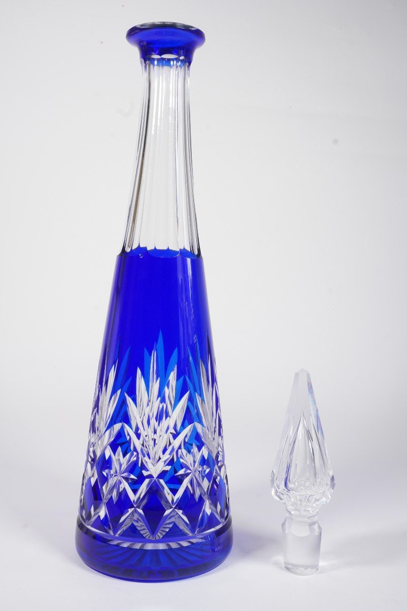 Large Crystal Carafe Saint Louis Massenet Blue-photo-4