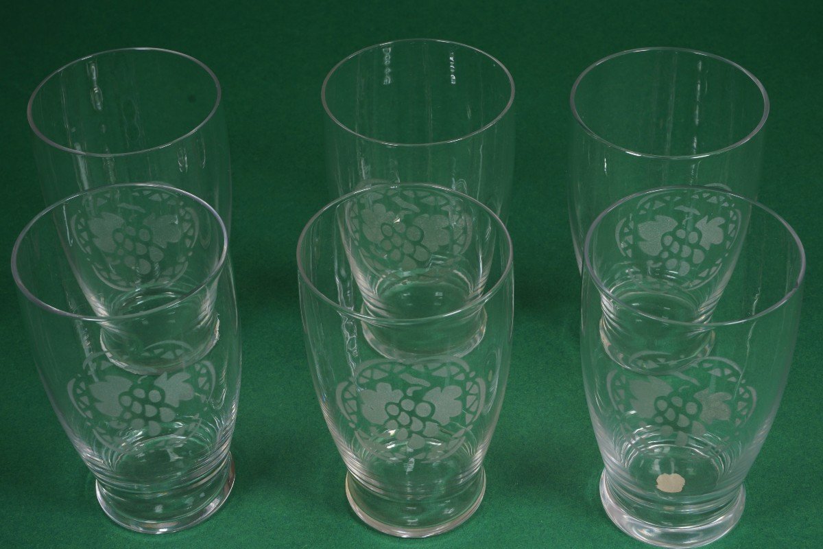 6 Goblets, Glasses, Baccarat Crystal Champagne Flutes-photo-2