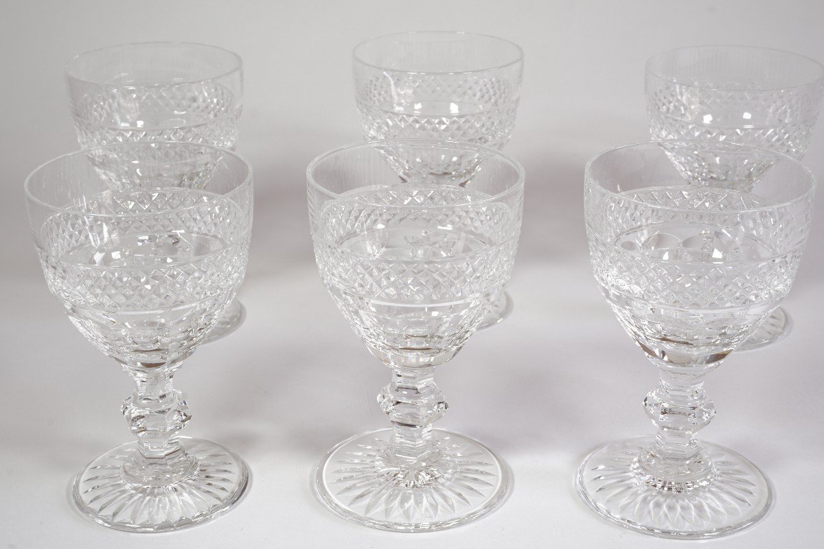 6 Saint Louis Trianon Crystal Wine Glasses-photo-2