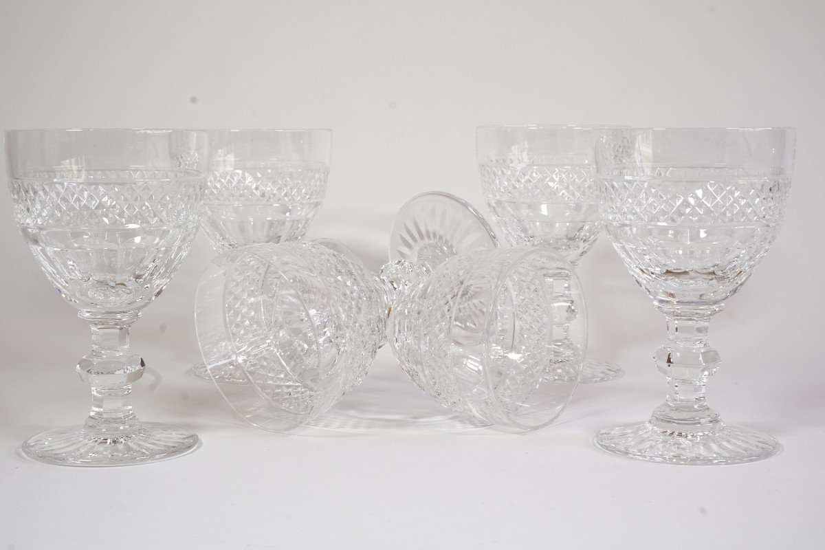 6 Saint Louis Trianon Crystal Wine Glasses-photo-3