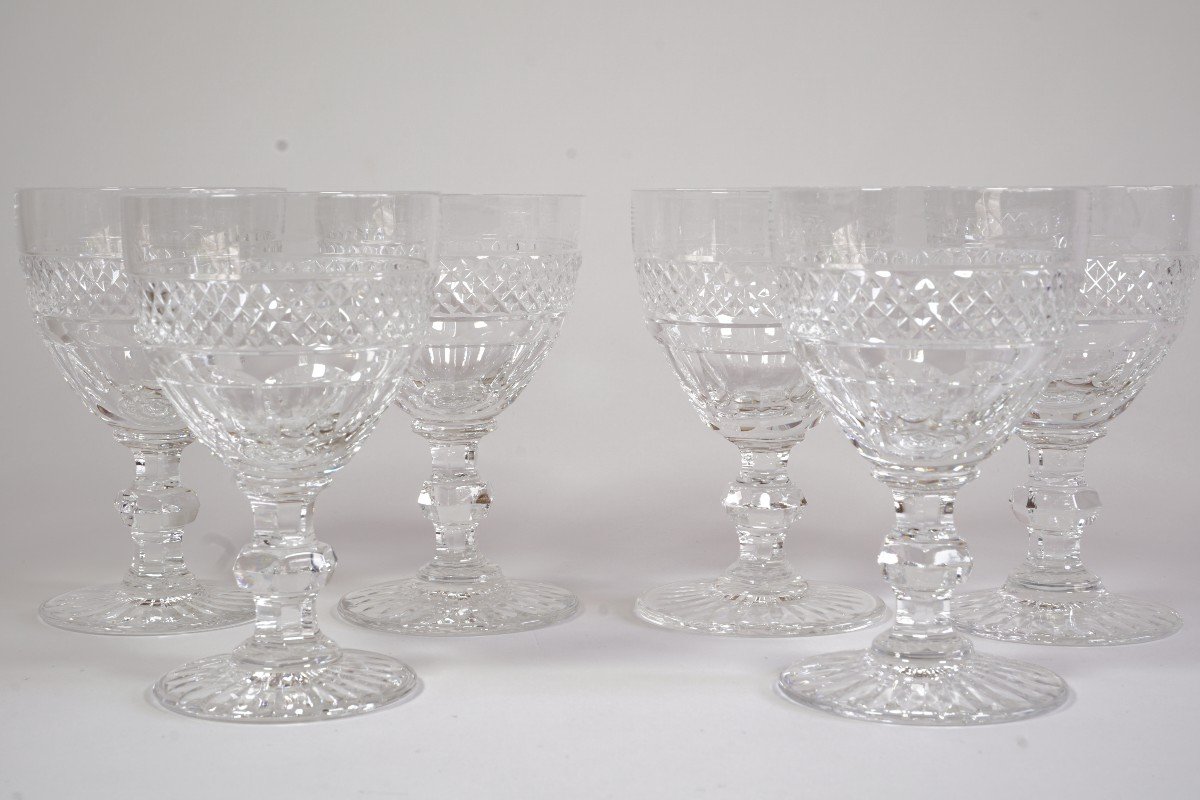 6 Saint Louis Trianon Crystal Wine Glasses-photo-3