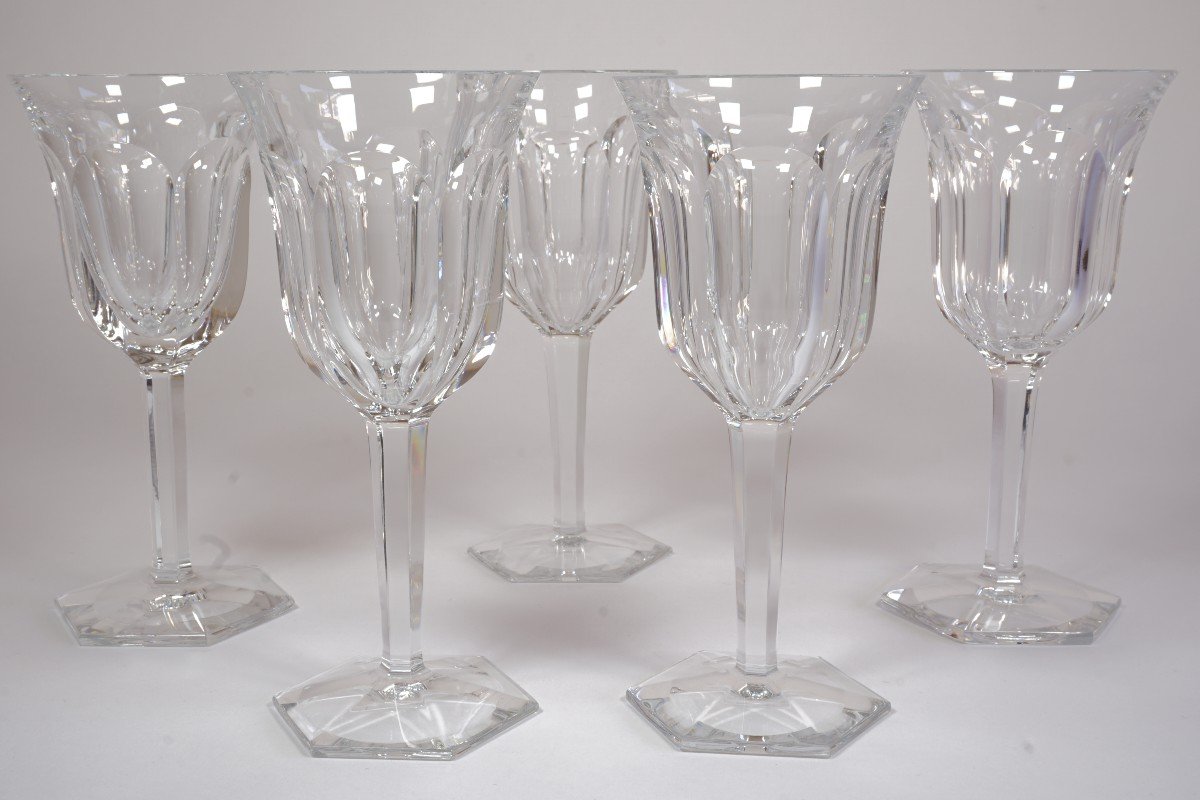 5 Baccarat Malmaison Crystal Wine Glasses