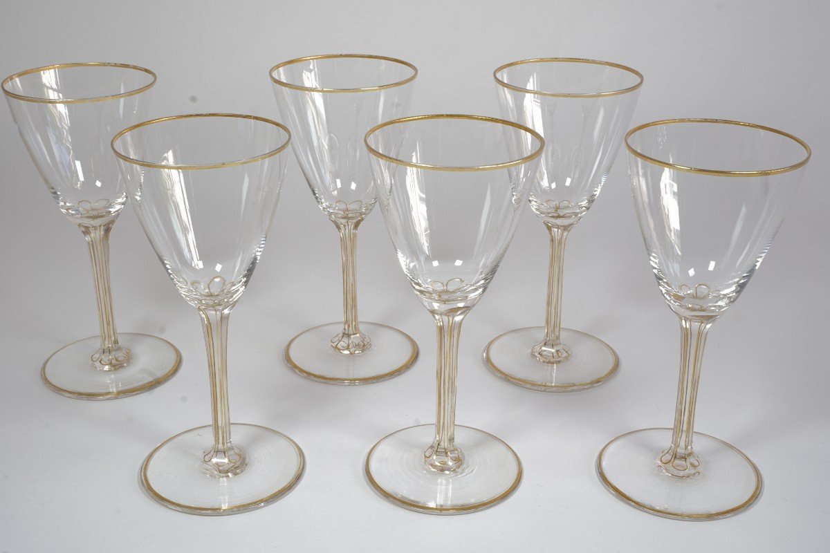 6  Golden Crystal  Wine Glasses Bohemia ?-photo-3