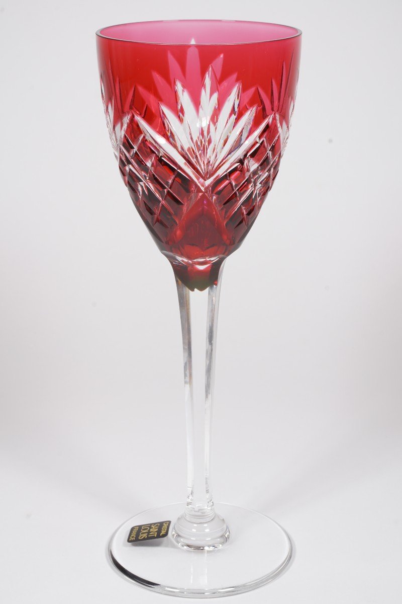 Large Rhine Wine Glass, Roemer Saint Louis Chantilly Red Crystal-photo-2